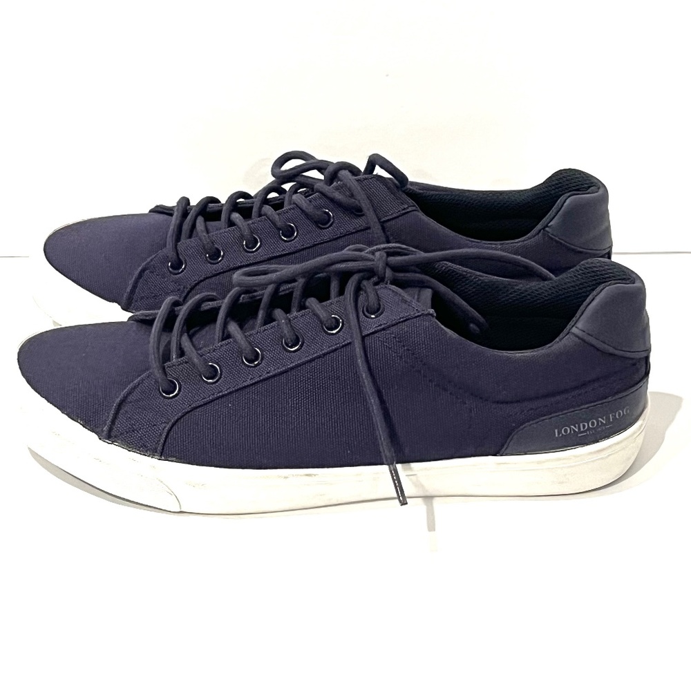 LONDON FOG Men’s Dark Blue Bayswater Canvas Lace Up Sneakers - Size 10